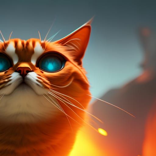 Small Cat Looking Up: Detailed Concept Art