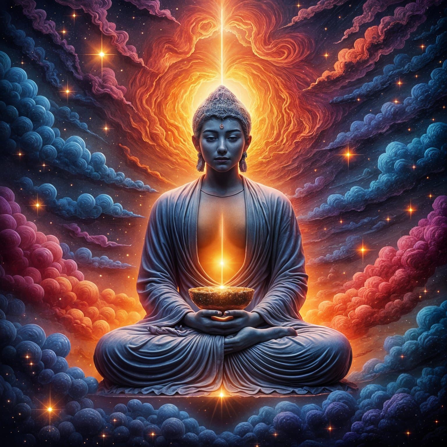 Spiritual Awakening Buddha Cosmic Visionary Art