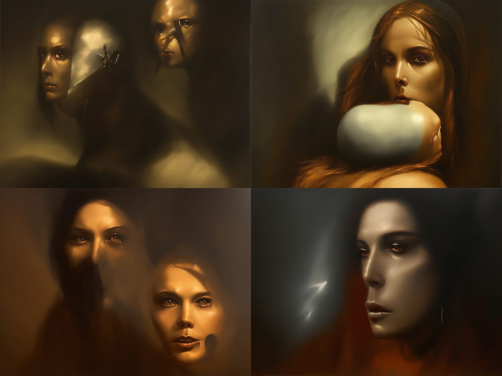 Scary Dark Painting in Oil Technique