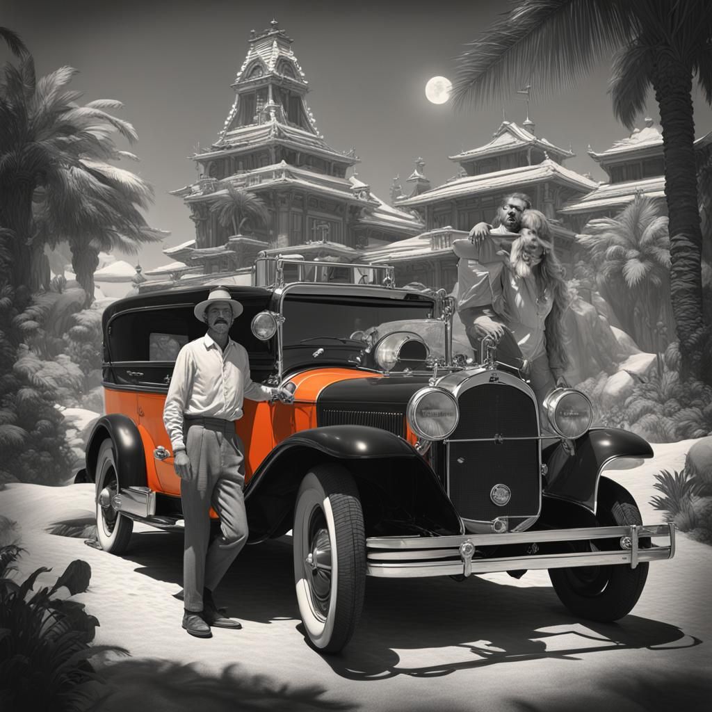 Vintage Family Vacation Snapshot in Polaroid Style