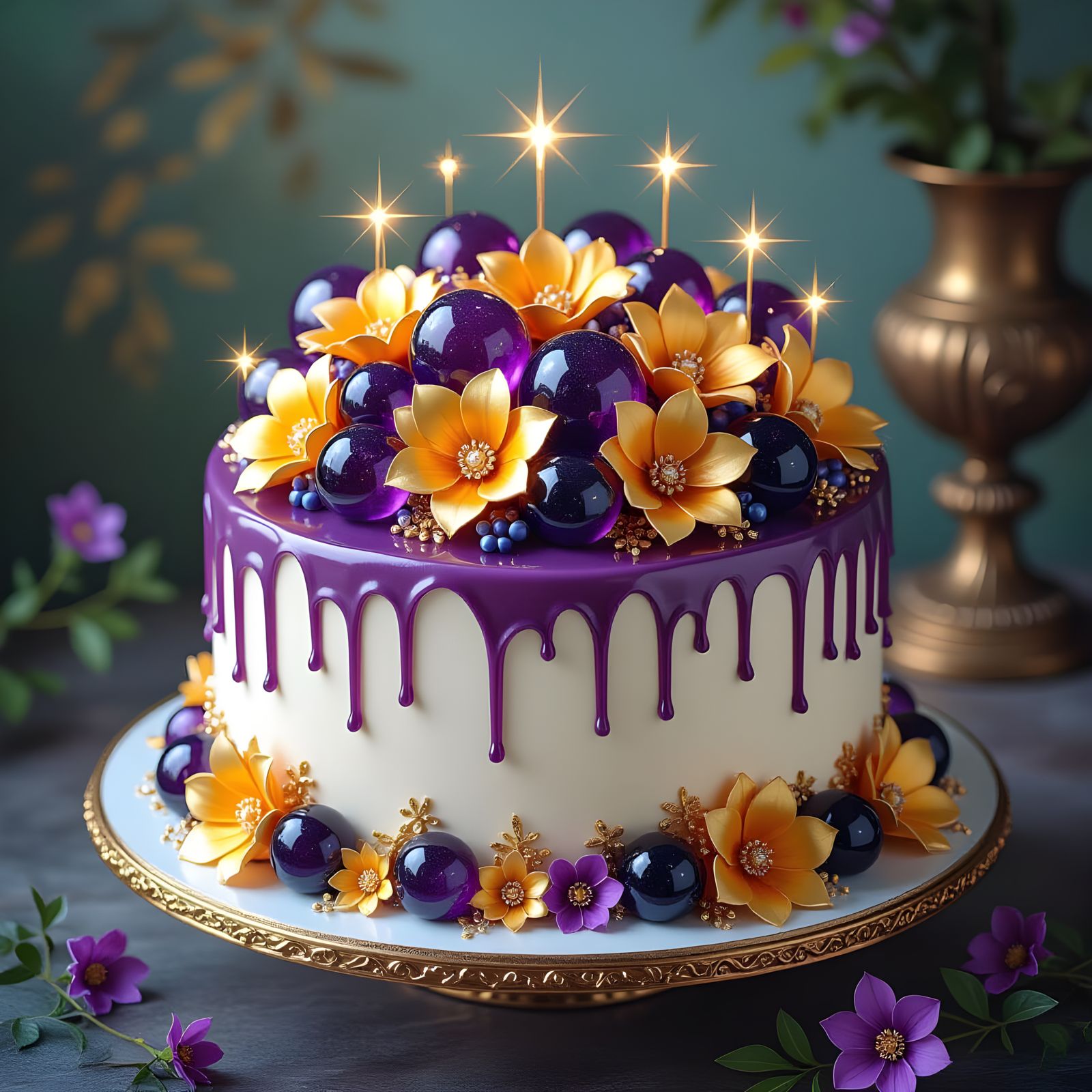 Amethyst Gemstone Cake with Starlight Frosting