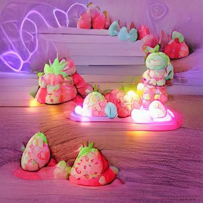 Neon Kawaii Strawberry Pile in Pastel Colors