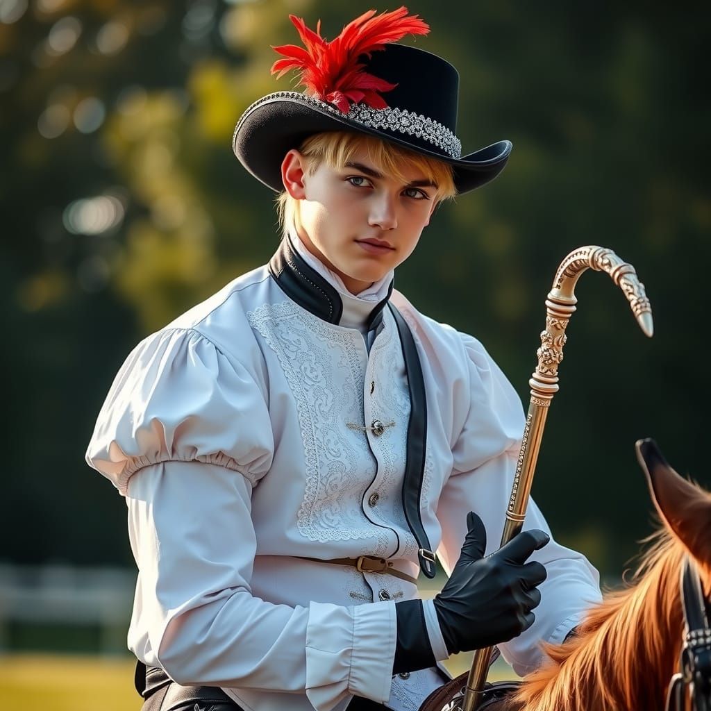 Elegant Nobleman on Horseback in Regal Attire