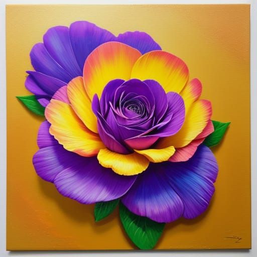 Purple Flower in Oil Painting Style