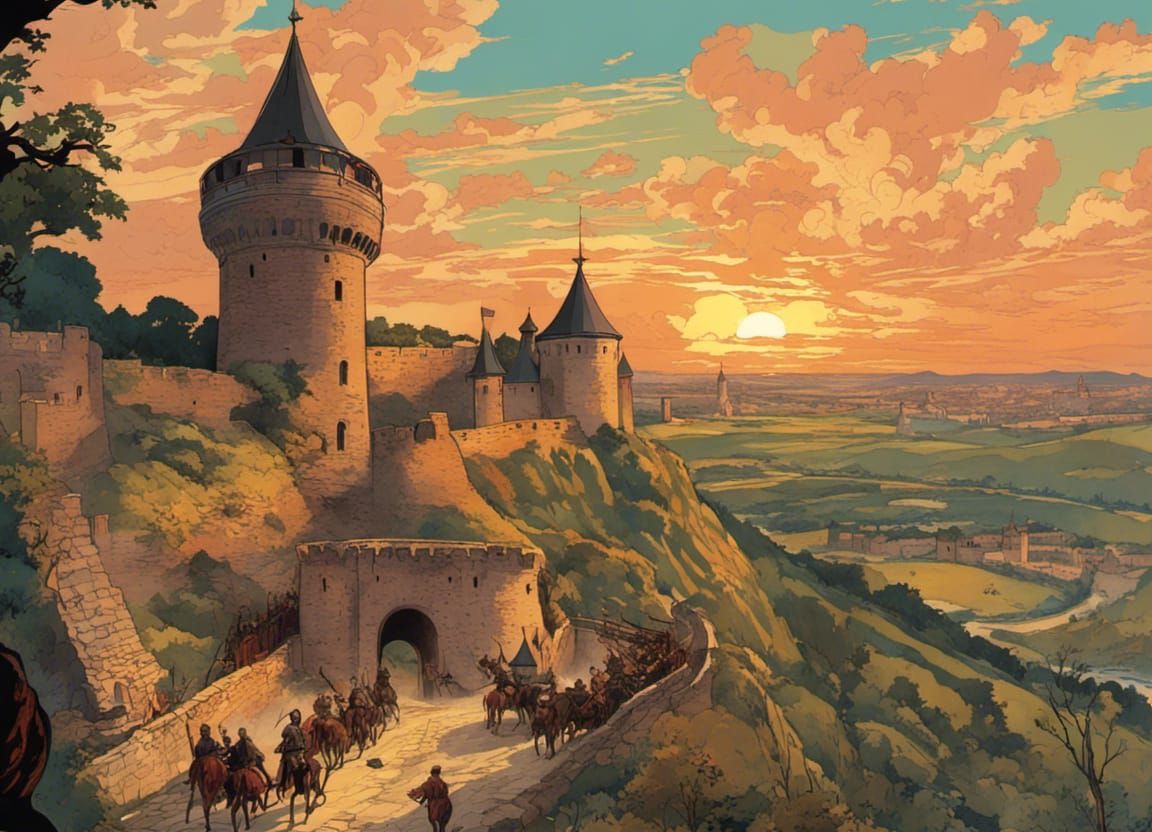 Ottoman Siege Illustration in Art Nouveau Style