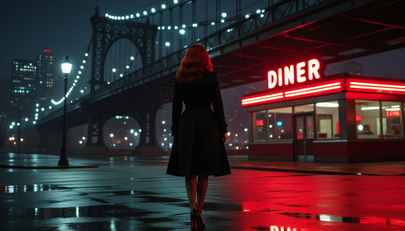 Rainy Chicago Street Scene in Cinematic Style