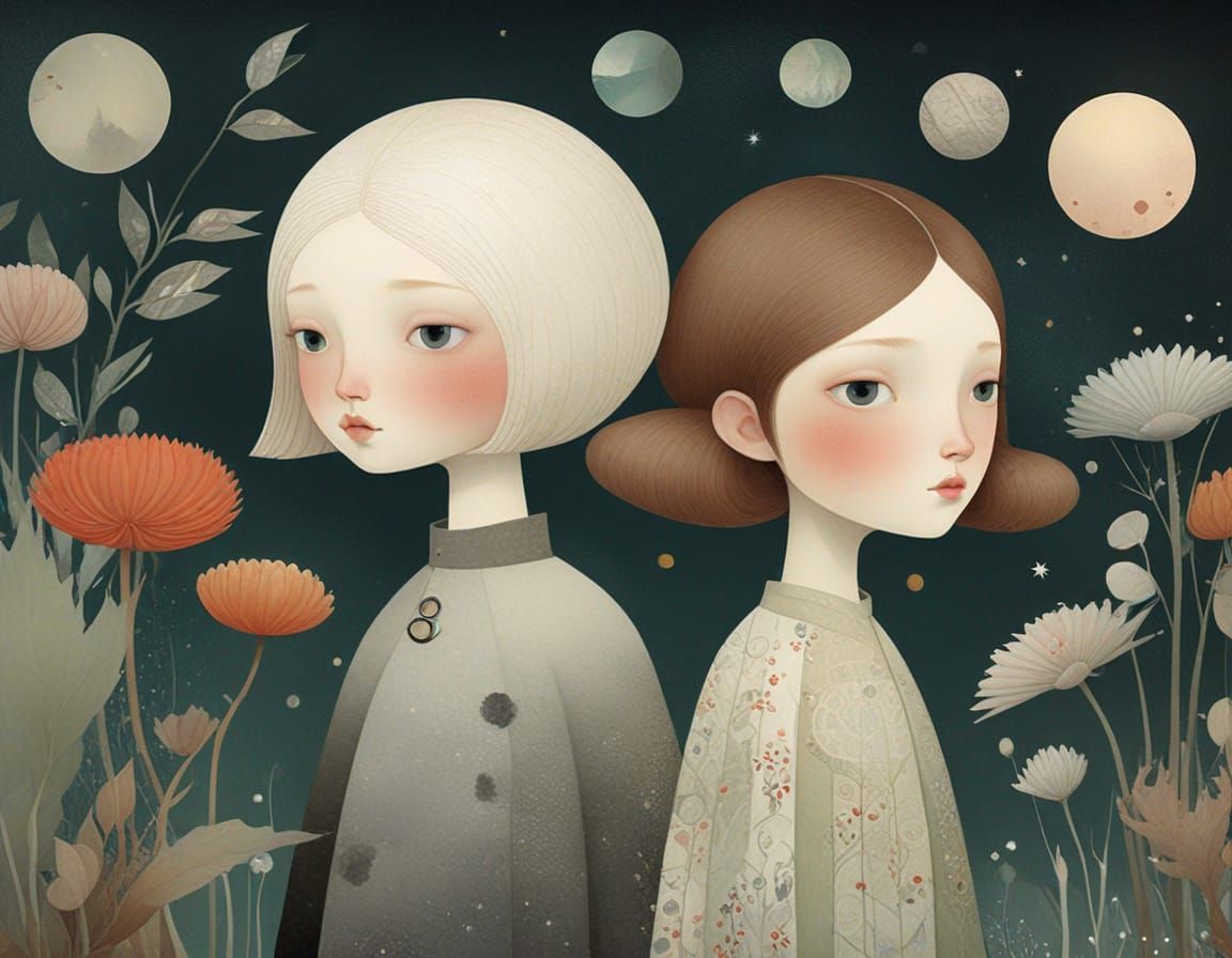 Enchanting Girls in Dreamlike Illustration