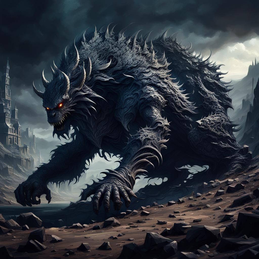 Epic Shadow Monster Digital Matte Painting