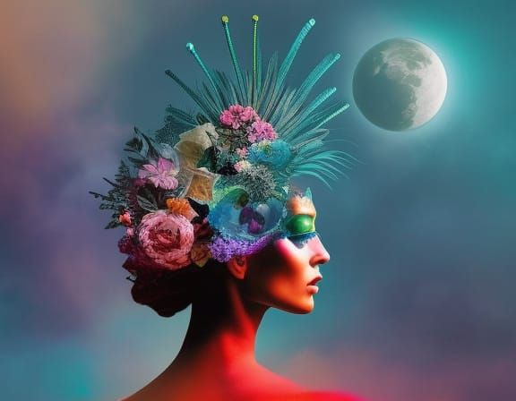 Surreal Carnival of Chimeras in Double Exposure Collage