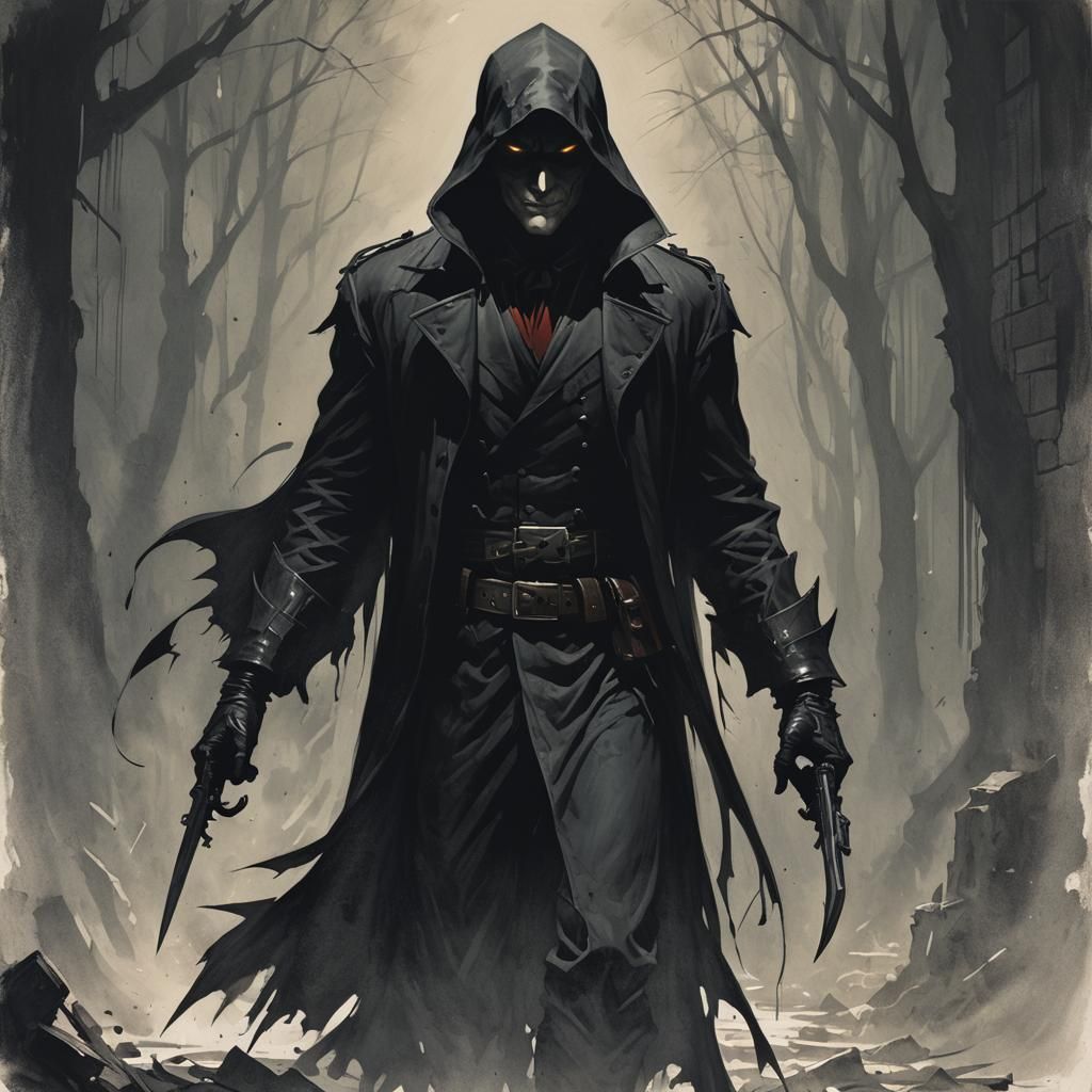 Sinister Shadow Figure in Dark Fantasy Style