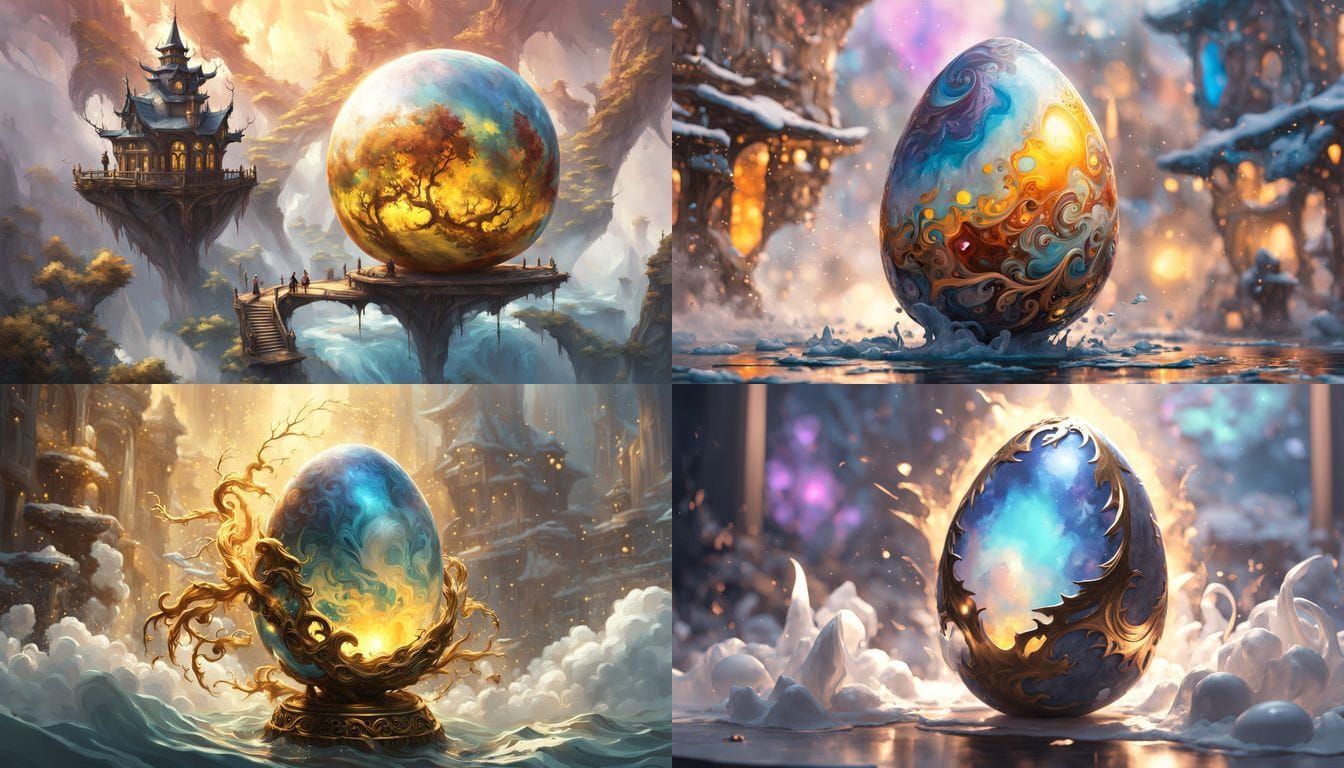 Surreal Porcelain Eggs in Bold Colors and Swirling Patterns