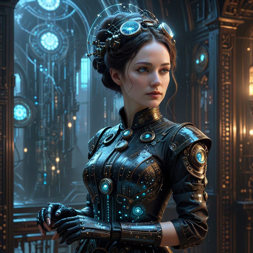 Ada Lovelace in Cyberpunk Elegance