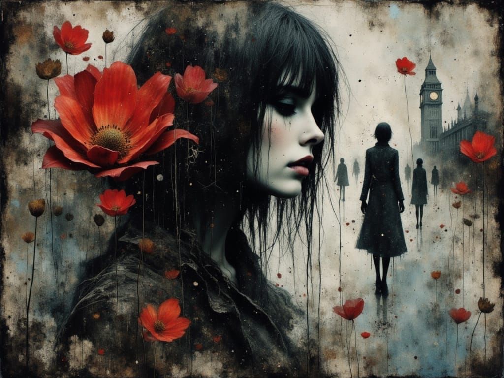 Surreal Female Figure Embodies Chaos in Watercolor and Alcoh...