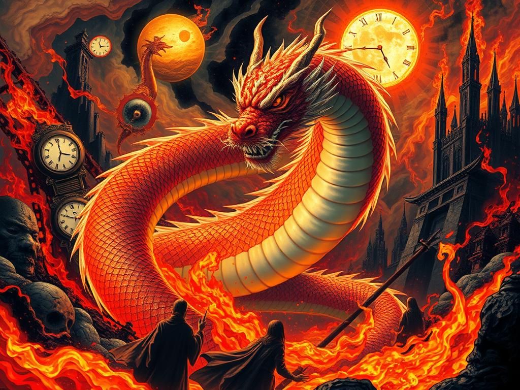 Surreal Japanese Dragon in Chaotic Dreamscape
