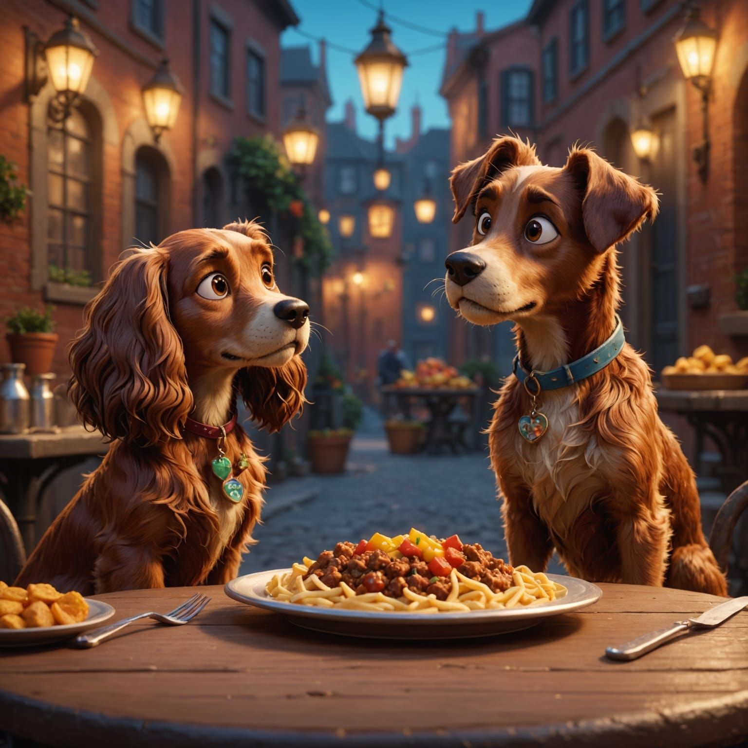 Disney-Inspired Lady and Tramp Concept Art in Vibrant 3D