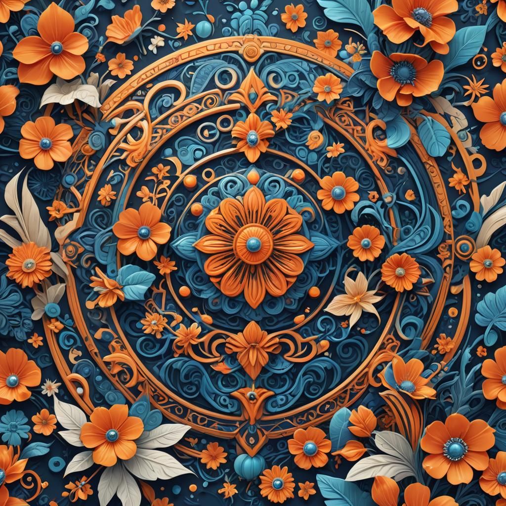 Floral Icon on Beach in Pop Art Style