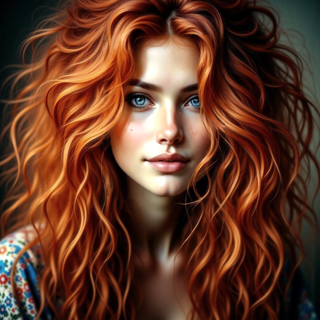 Dreamy Boho Portrait of a Redheaded Woman