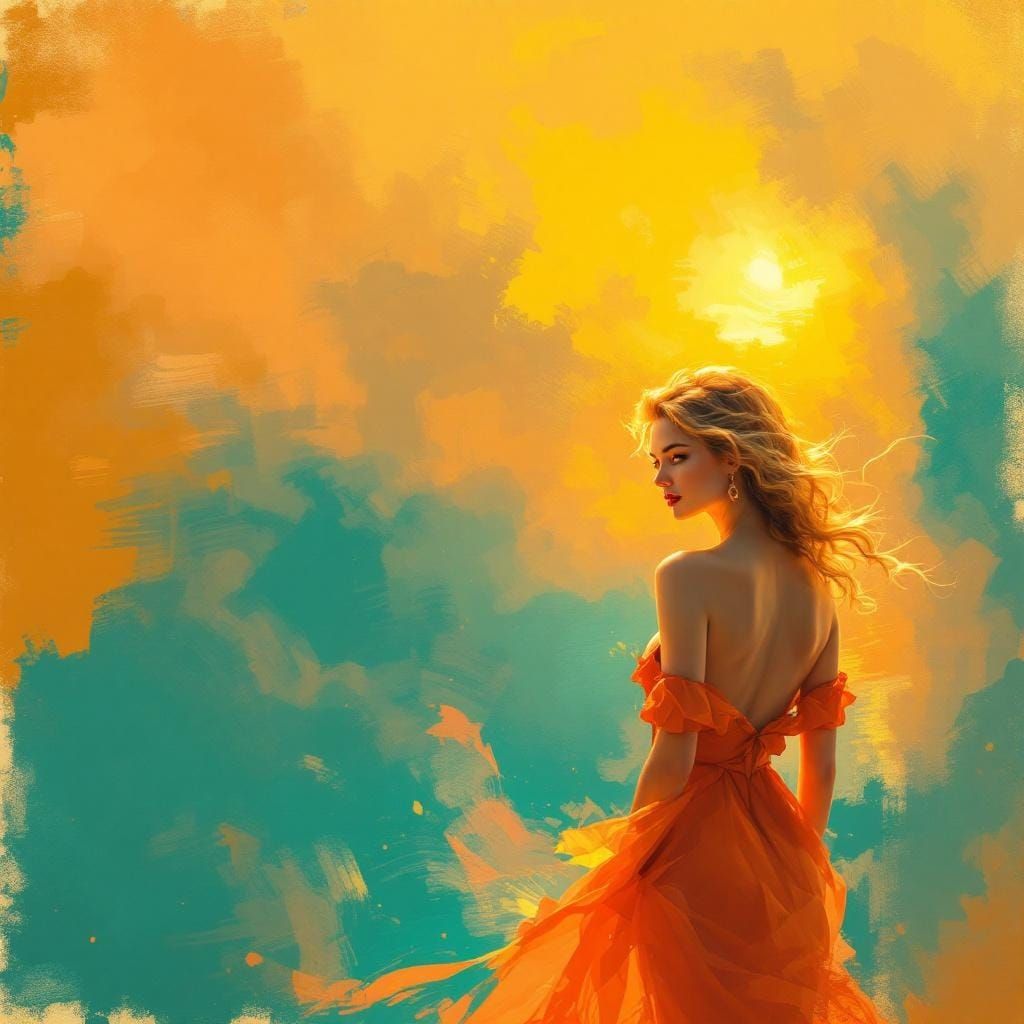 1950s Pin-Up Heatwave in Impressionist Style