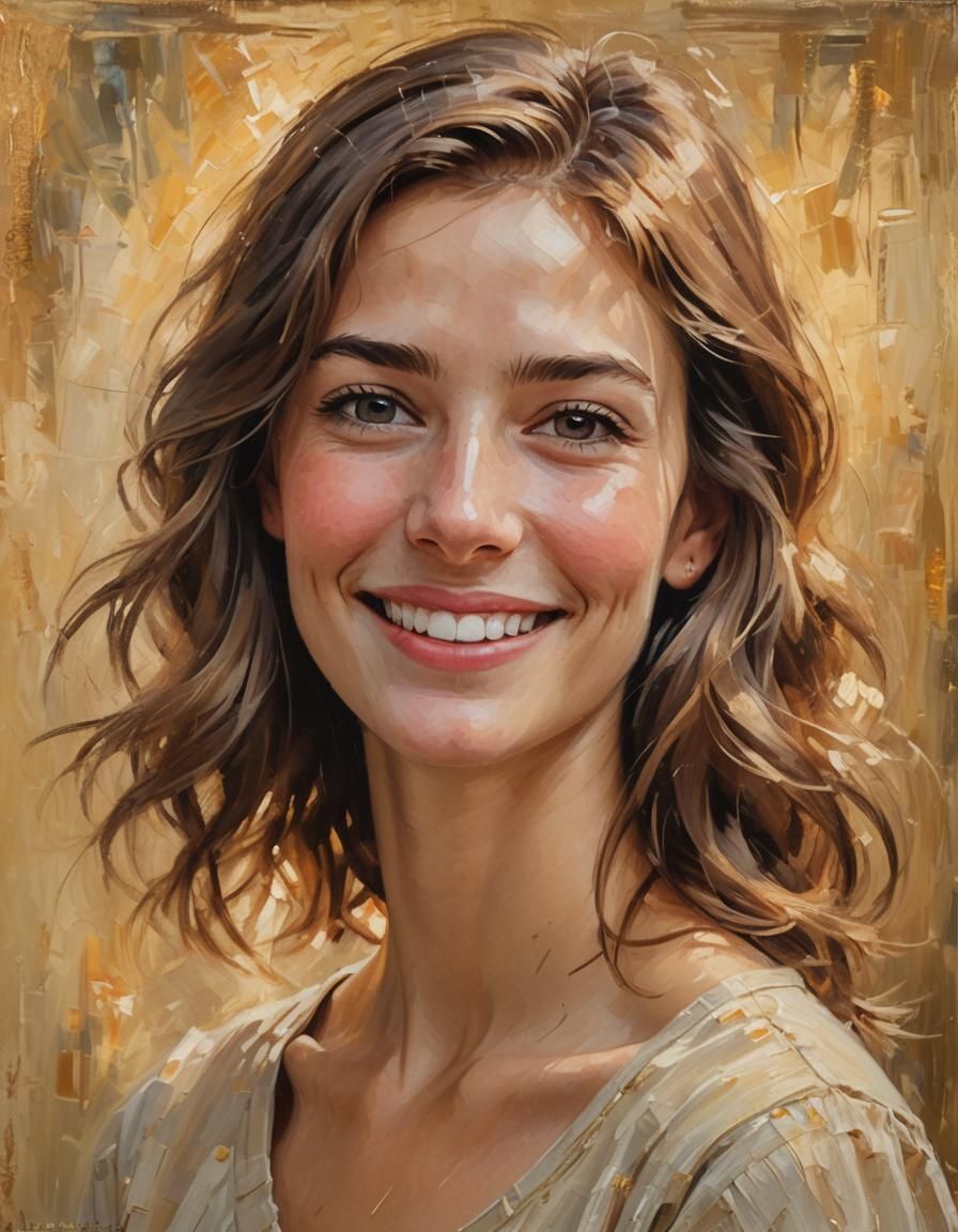 Impressionist Portrait of a Smiling Woman