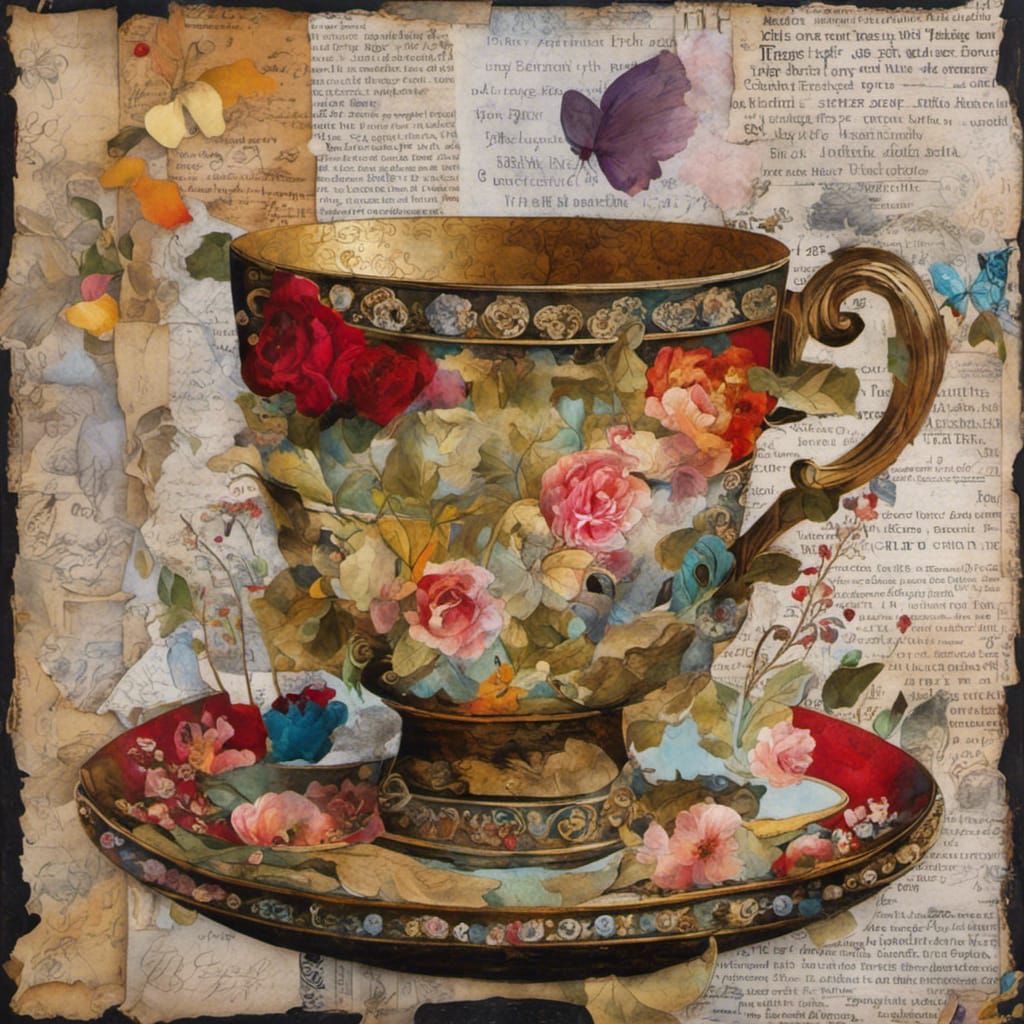 Magic Teacup Collage: Mixed-Media Storybook Illustration