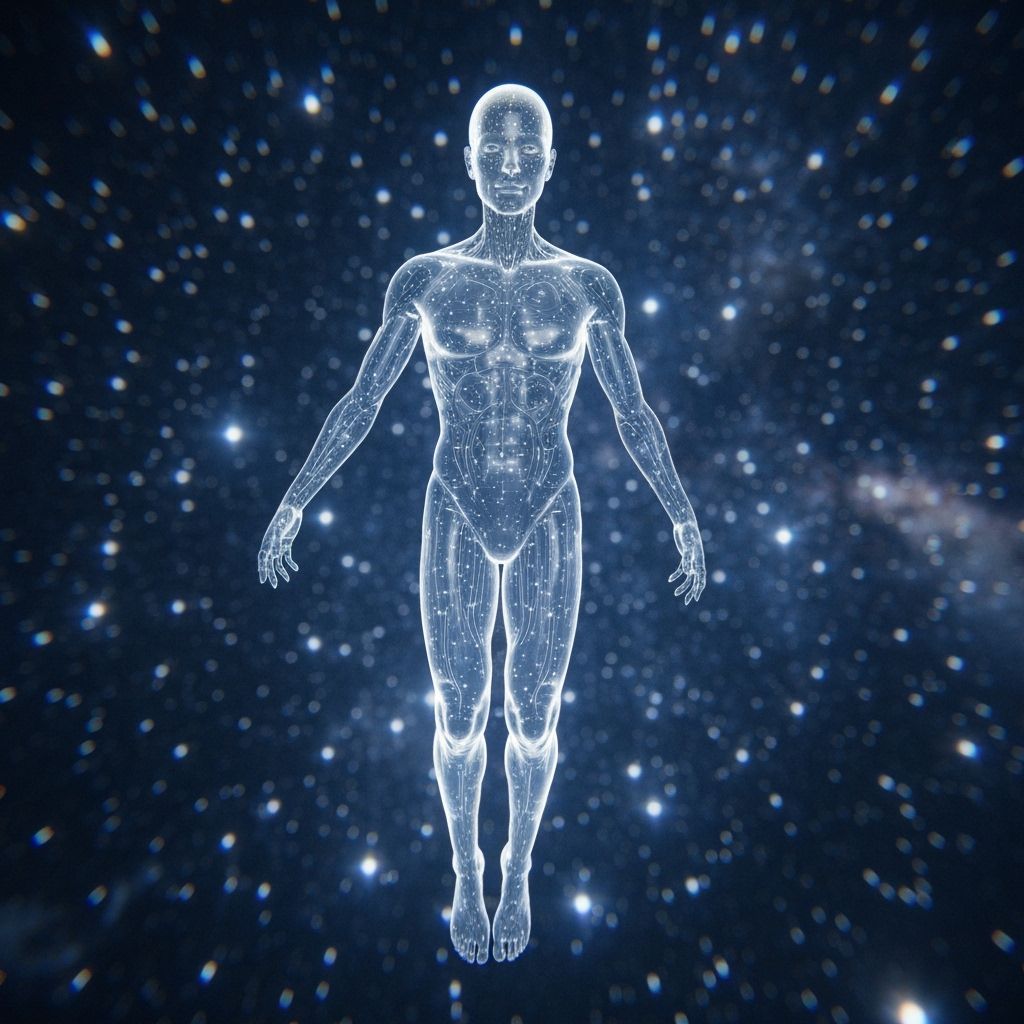 Ethereal Android Guru Meditates in Cosmic Nebula