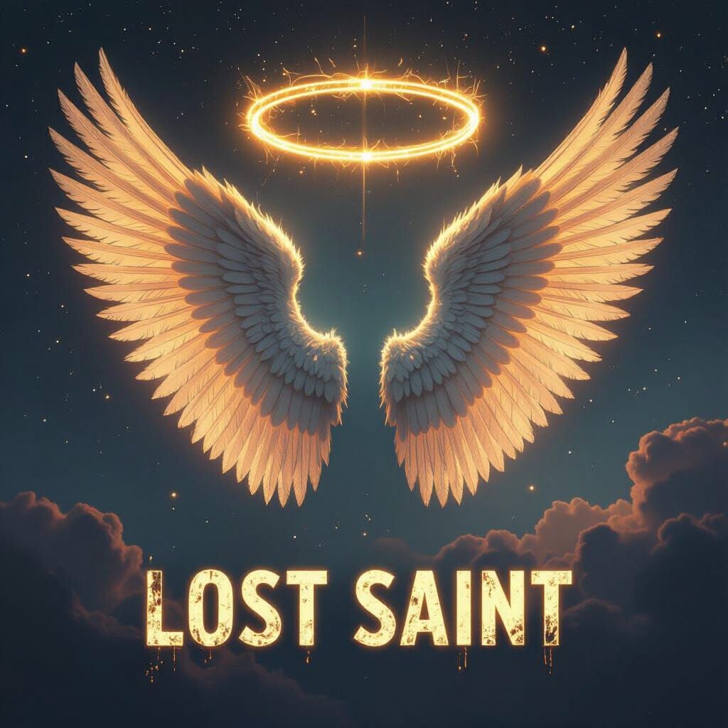 Glowing Angel Wings in Cosmic Landscape