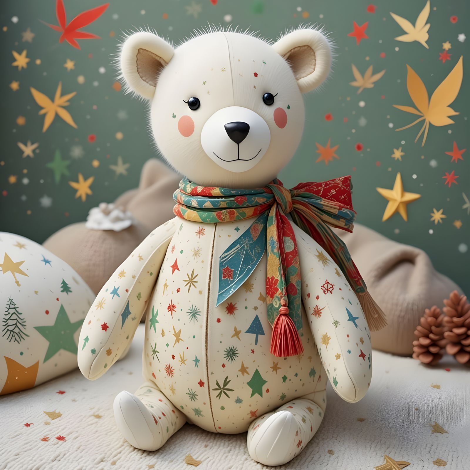 Cute Polar Bear in Quilt Pattern