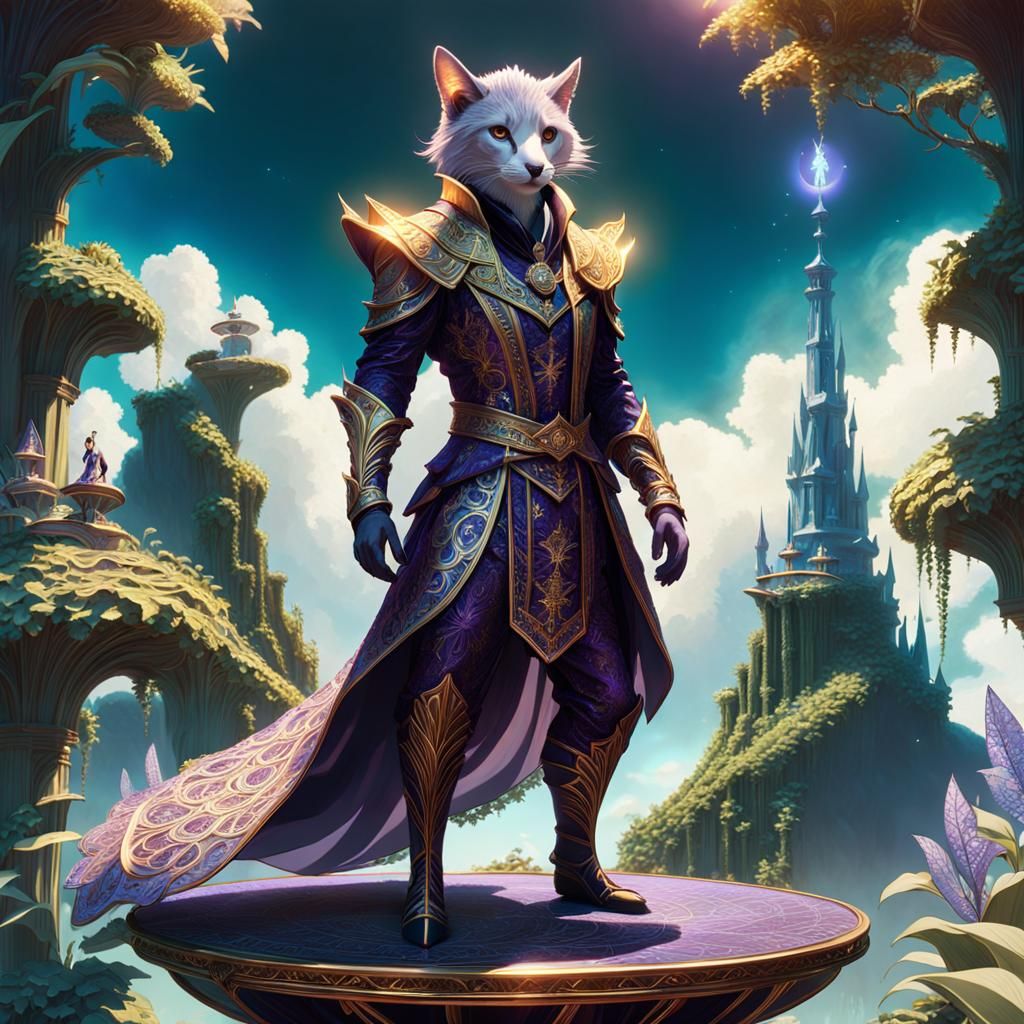 Floating Island Sorcerer in Hyper-Detailed Concept Art