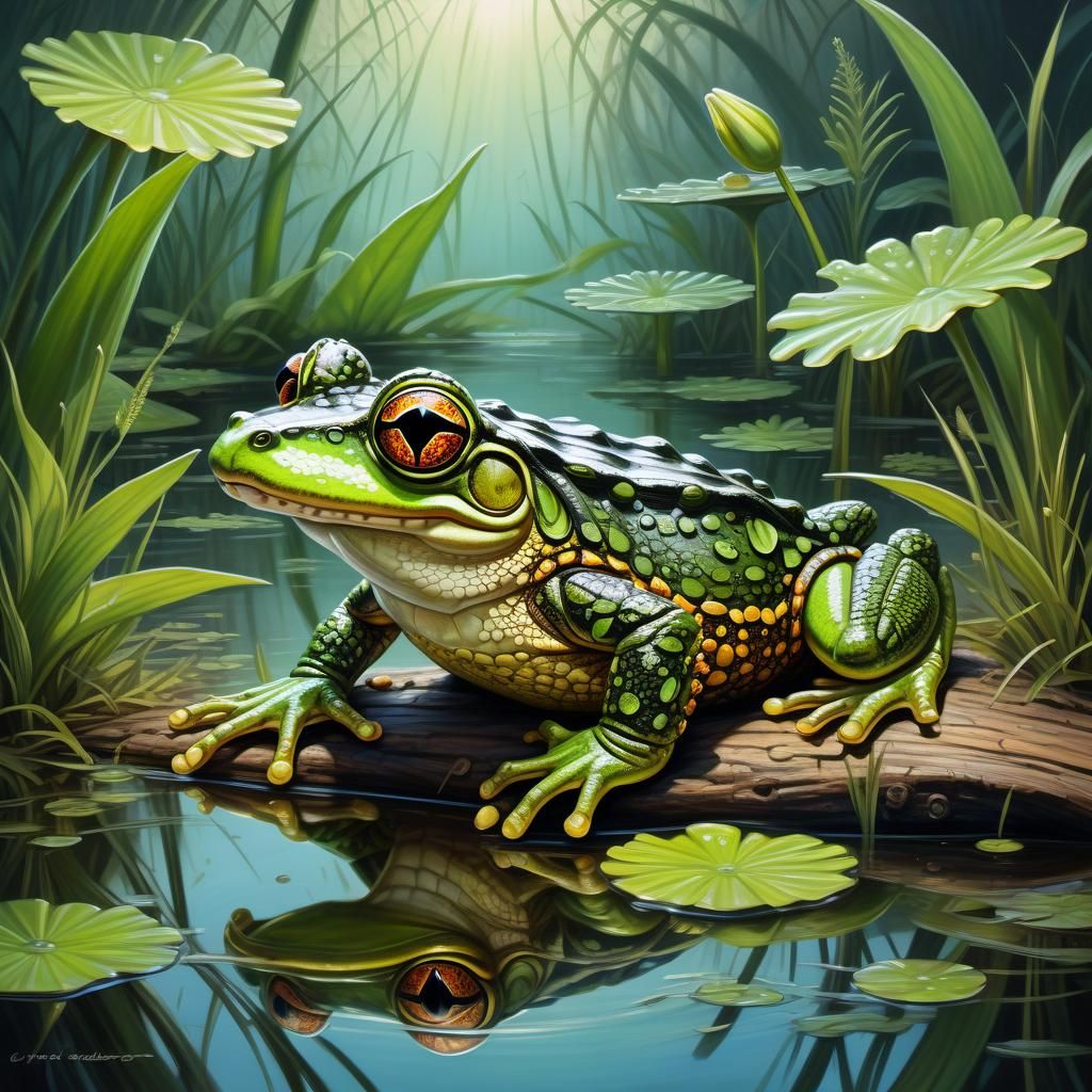 A cute alligator frog hybrid