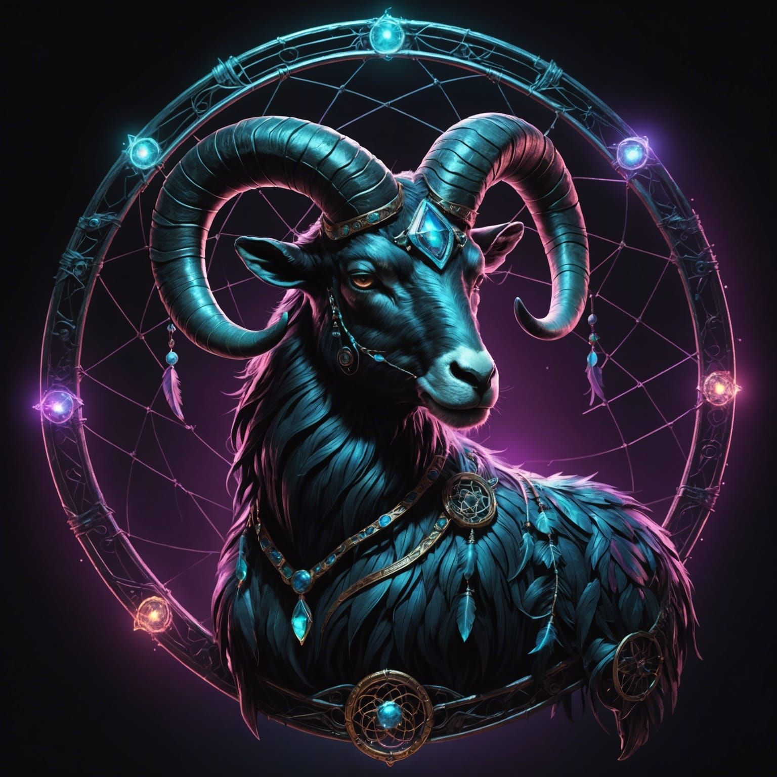 Luminous Capricorn in Dreamcatcher, Photorealistic Style