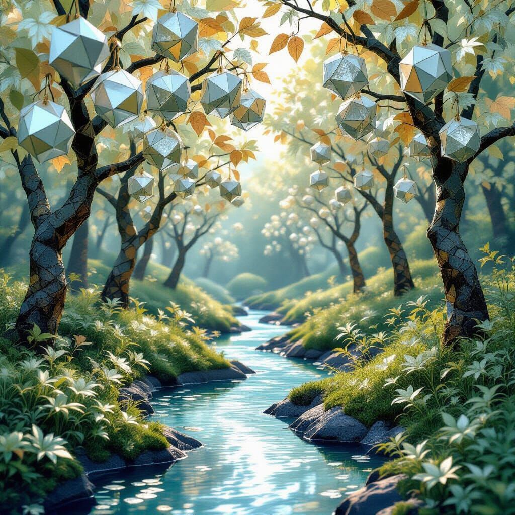 Origami Fruit Grove Inspired by Klimt and Steampunk