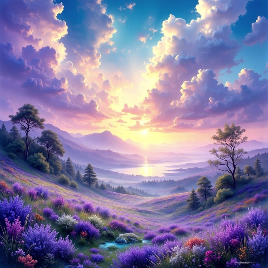 Crepuscular Rays Illuminate a Romantic Landscape