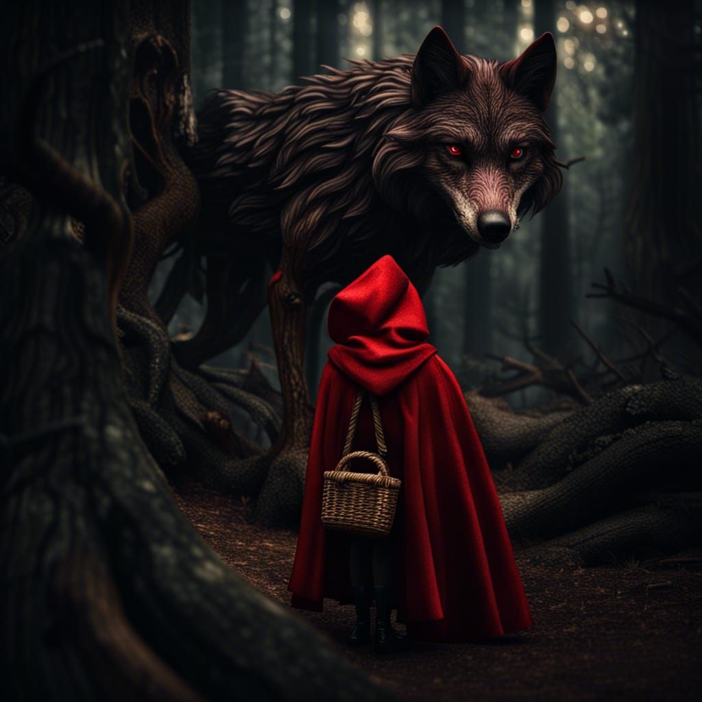 Little Red Riding Hood in Dark Forest
