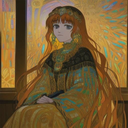 Impressionist Portrait of Woman in Art Nouveau Style