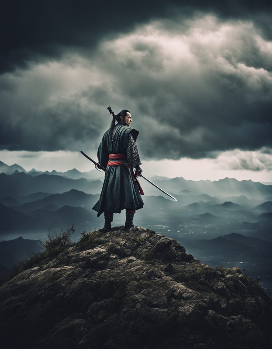 Epic Samurai in Cinematic Storm