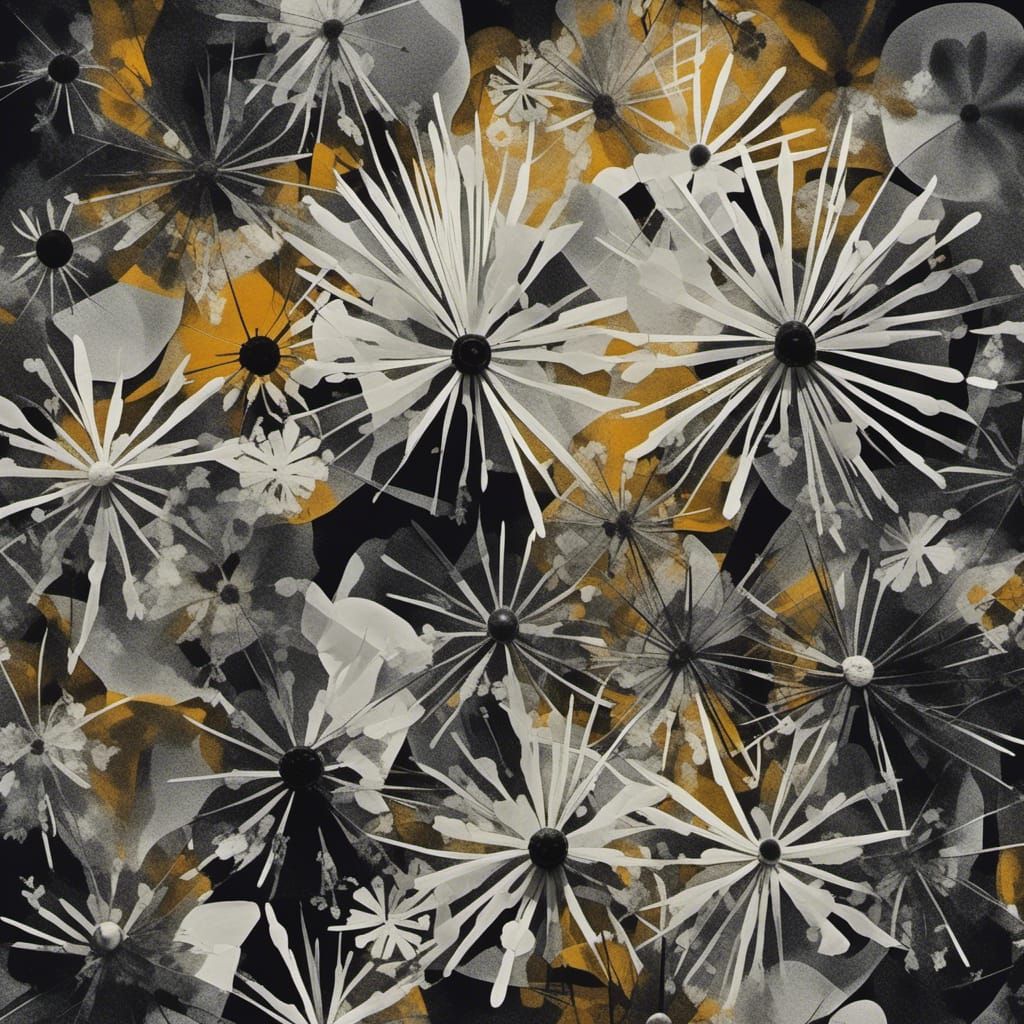 <lora:Photograms:1.0>  Create a Black and white photogram, a primitive photography technique that involves direct exposu...