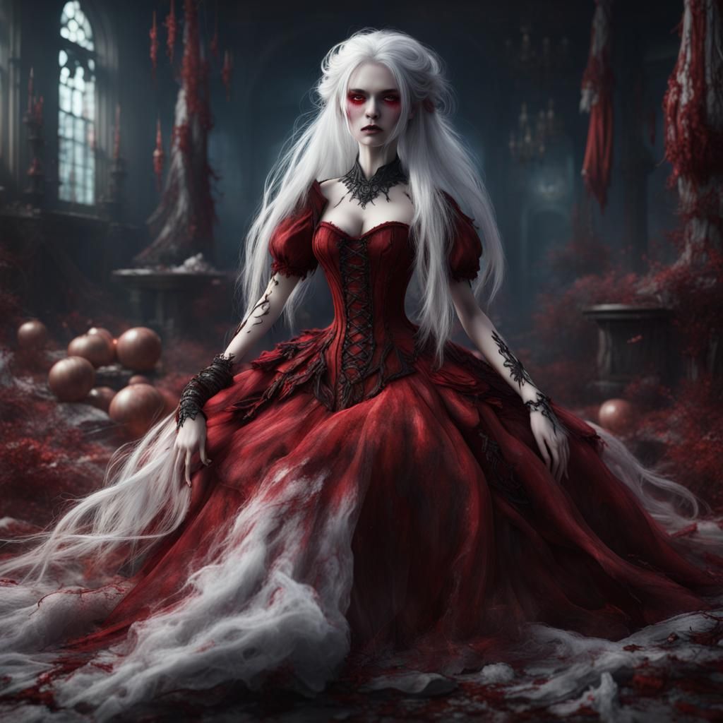 Haunted Ball Jointed Doll in Red Dress