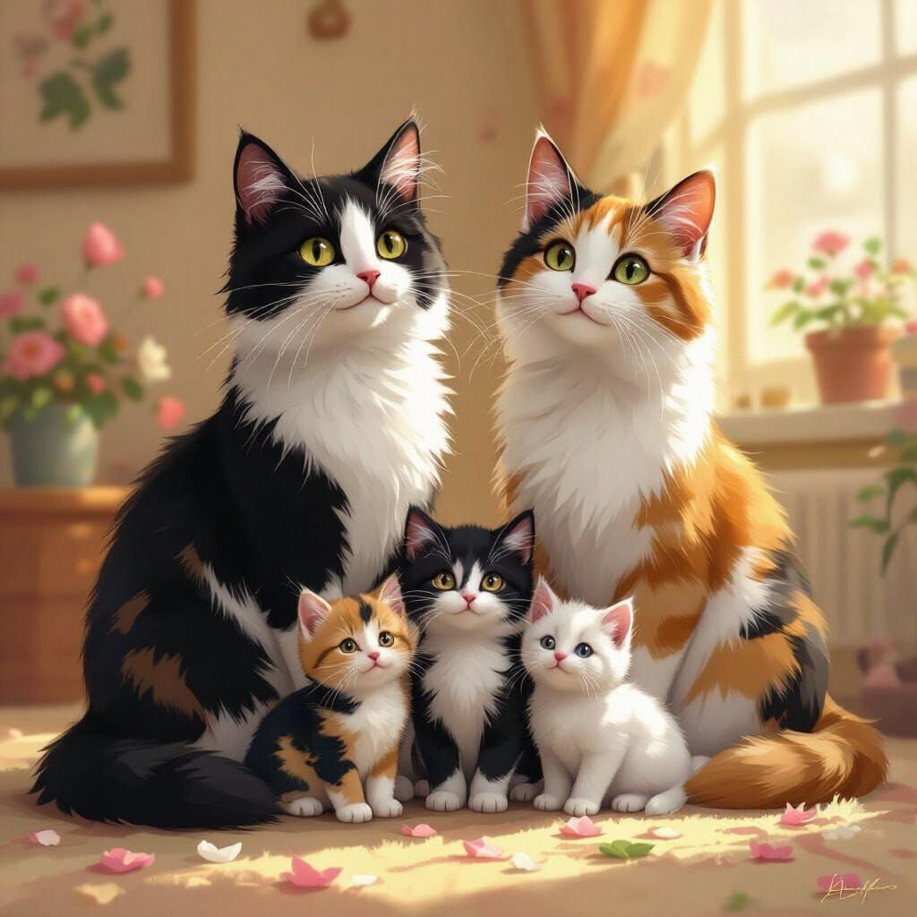 Calico Cats: A Whimsical Family Portrait