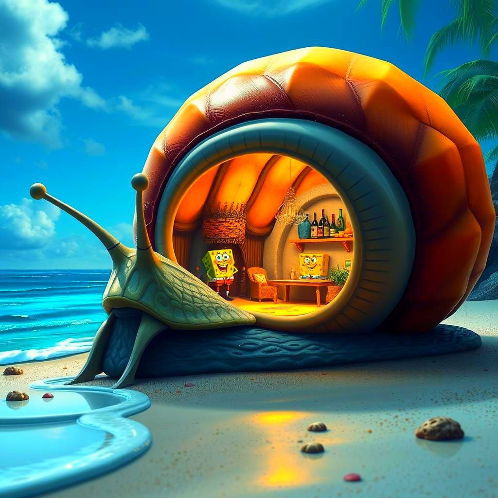 Giant Glass-Shelled Snail Beach Home