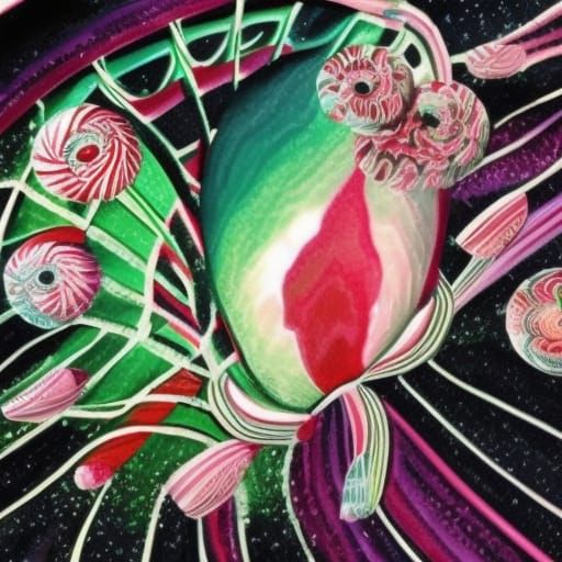 Vibrant Candy Cane Swirls in Gouache Style