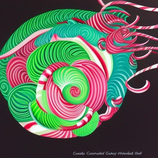 Candy Cane Swirls in Gouache Style