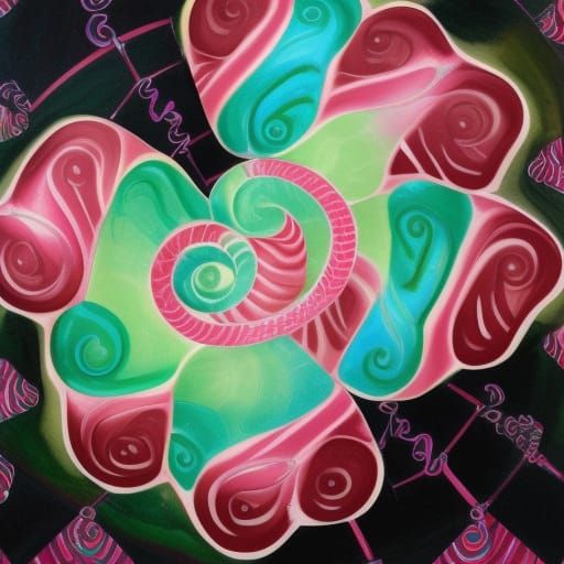 Candy Cane Swirls in a Vibrant Candyland Gouache Painting
