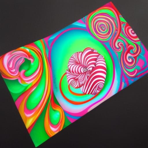 Vibrant Candy Cane Swirls with Fibonacci Shells