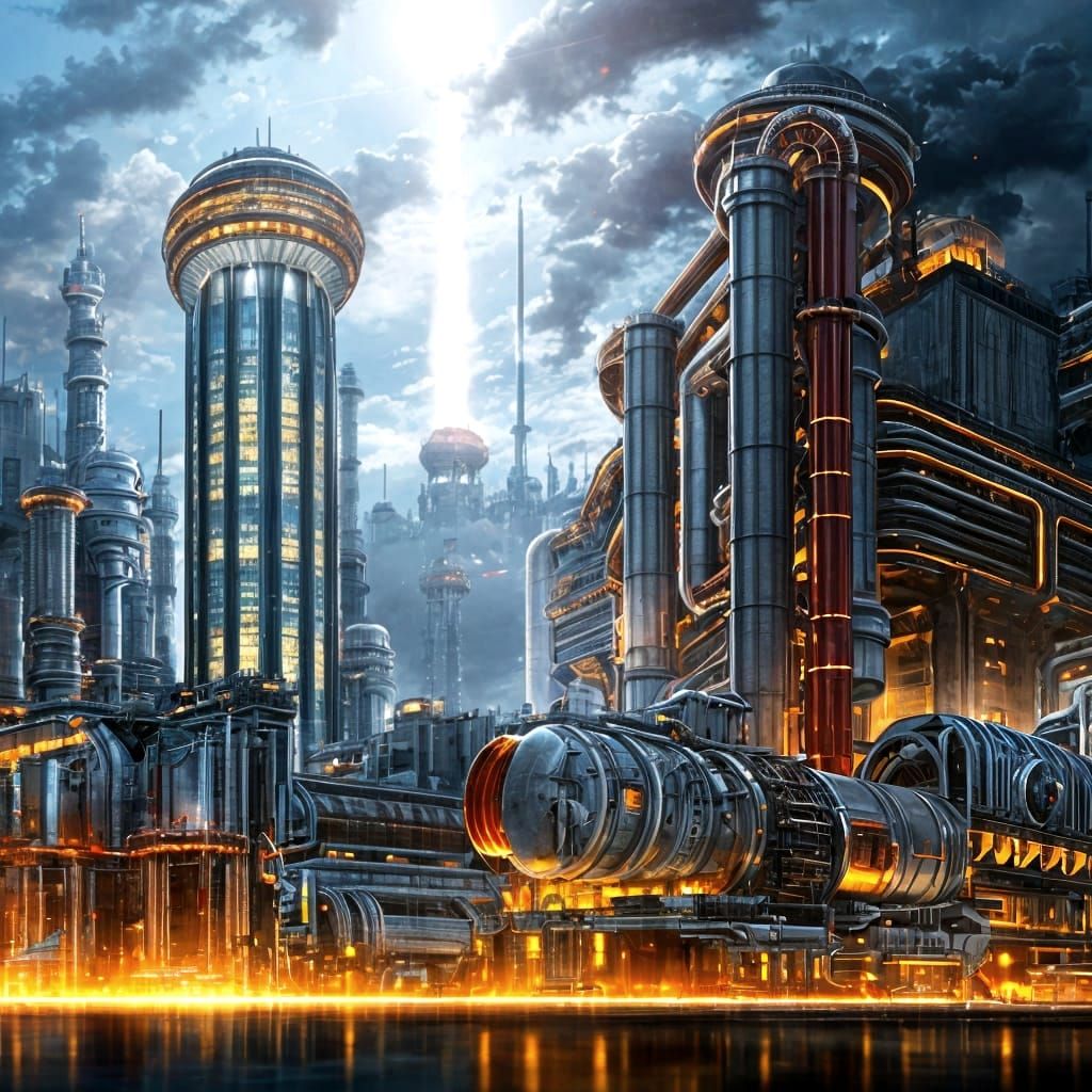 Hyperrealistic Nuclear Fusion Reactor Powers City