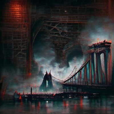 Sinister Broken Manhattan Bridge Fantasy Art