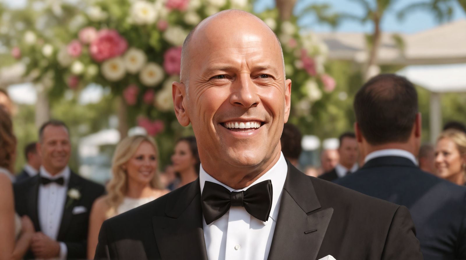 Celebrity in Tuxedo at Joyful Wedding Scene