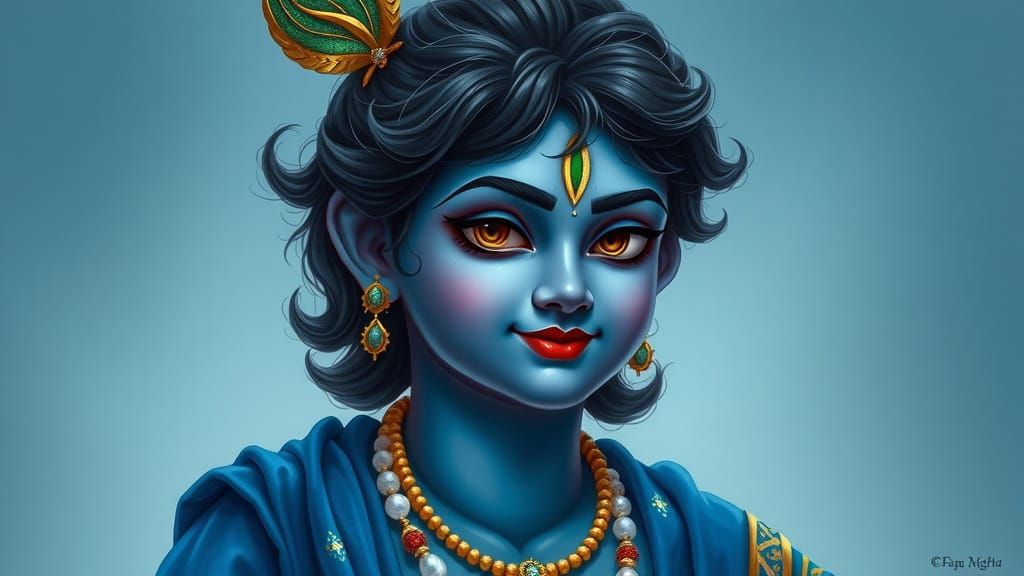 Lord Krishna in Elegant Blue Attire