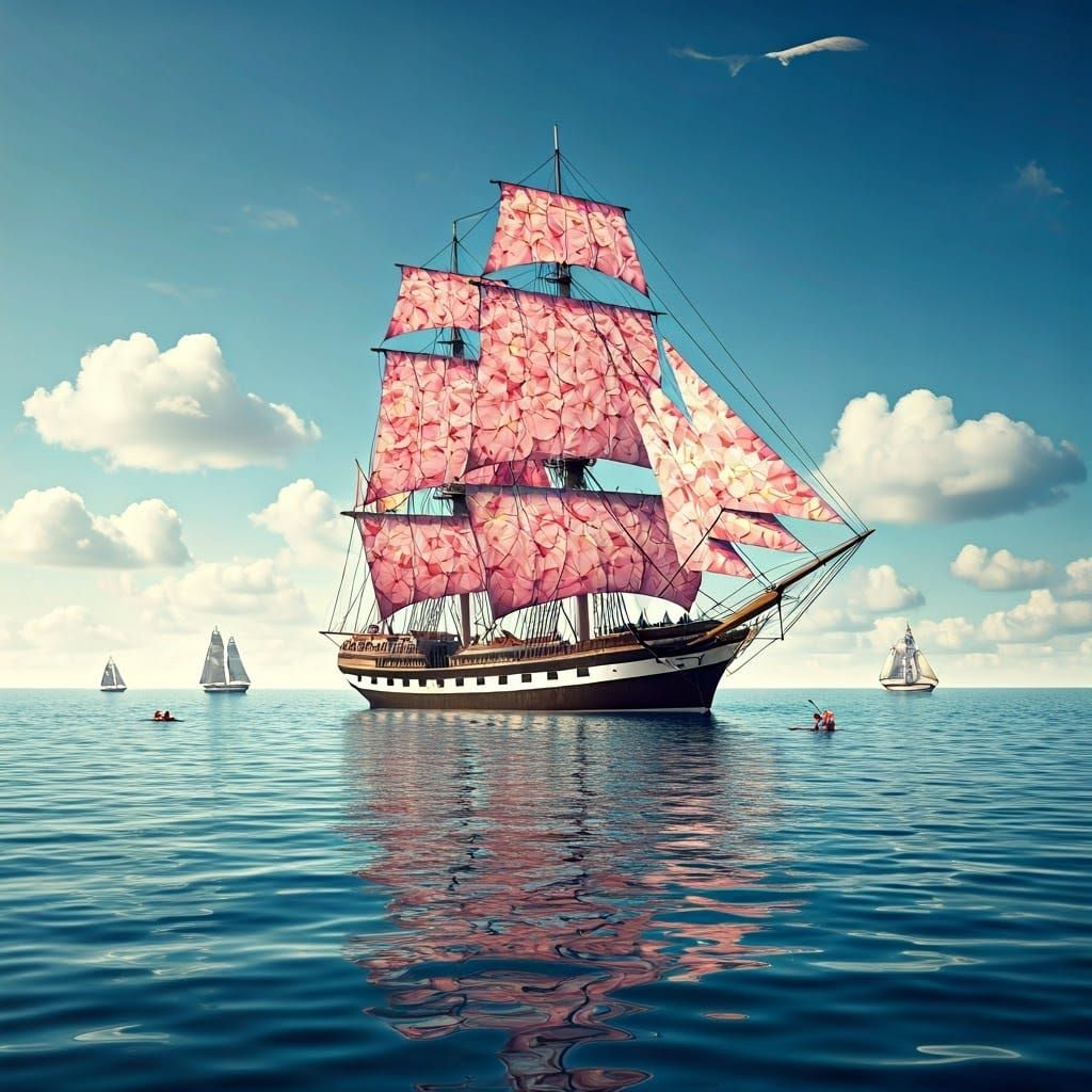 Surreal Maritime Scene in Soft Pastels