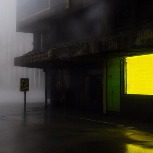 Neon Cityscape in Rain and Smoke