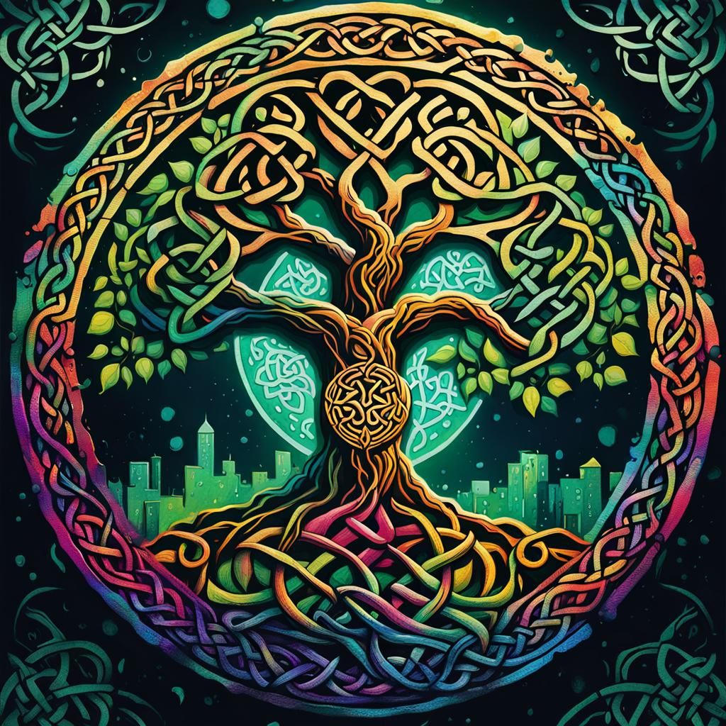 Celtic Tree of Life Graffiti Art